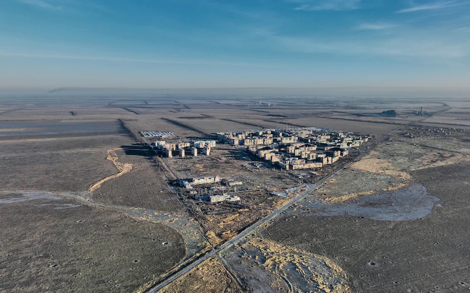 An aerial view of Vuhledar. Image by AFP