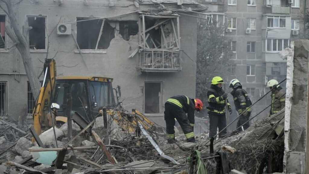 Ukrainian Fire Fighters Conducting a Rescue Operation