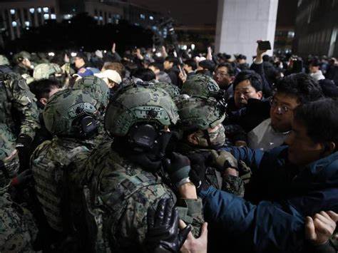 South Korean Police Tussling with the Presidential Guards