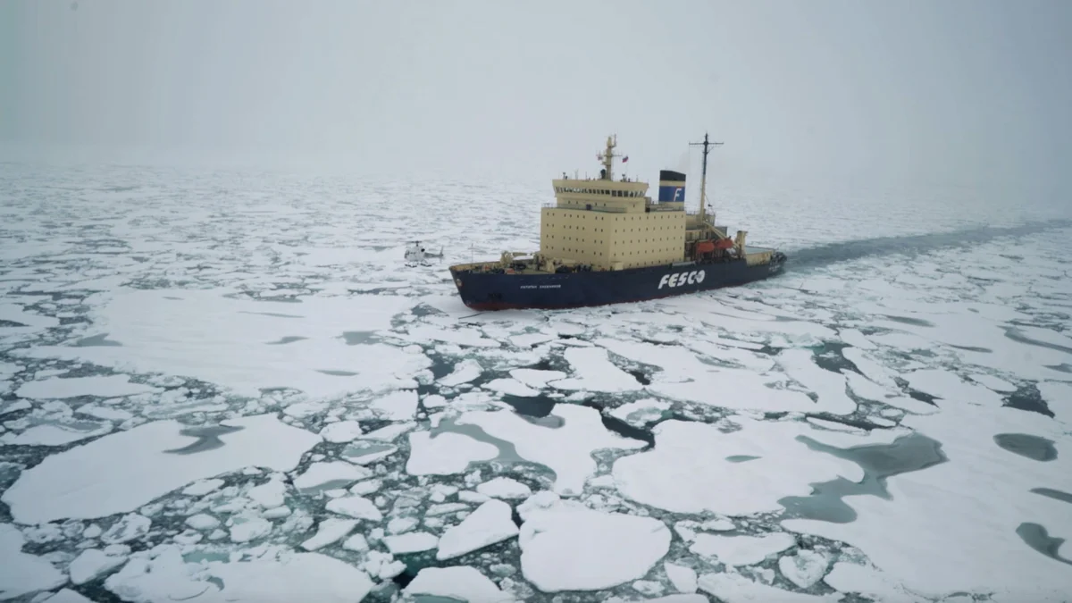 A ship on Sakhalin Island